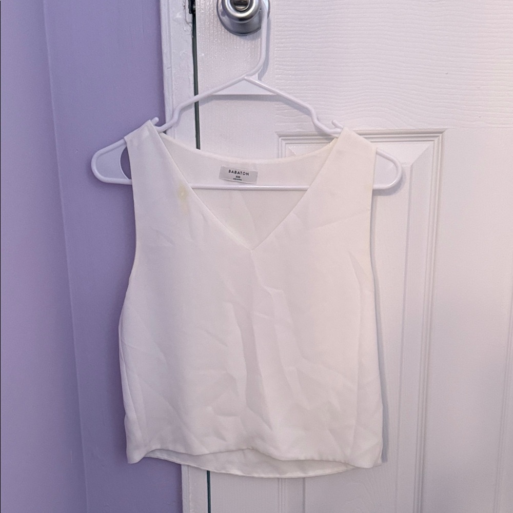 Aritzia Cream V-Neck Blouse